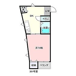 川間TMビル 1DKの間取図画像