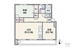 竹越コーポラス 2LDKの間取図画像