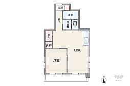 丸美タウンマンション今池 1LDKの間取図画像