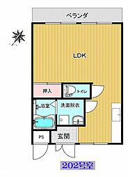 アパルトメント高野 2階2DKの間取り