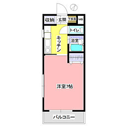 シティハイム・山崎 1Kの間取図画像