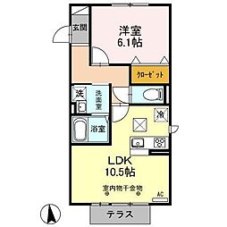 サンモールF 1LDKの間取図画像