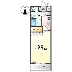 ヌーベルマリー 1Kの間取図画像