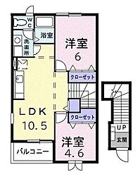 サンクレスト2 2LDKの間取図画像