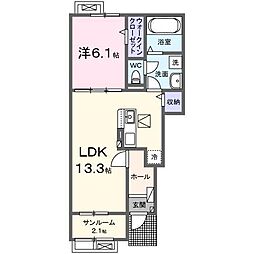 クラール高萩 1LDKの間取図画像