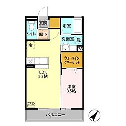 セジュール富久 1LDKの間取図画像