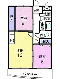 ニューマリッチイシカワ弐号館 2LDKの間取図画像