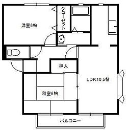 ラークヒルズB 2LDKの間取図画像