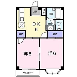 エルディムレジデンス名奈 2DKの間取図画像