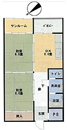 レイクハイツヤマキ 2DKの間取図画像