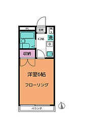 ベルウッド西嶺 2階1Kの間取り