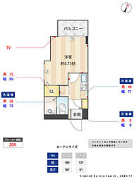 ガーデンハイツビコー 3階1Kの間取り