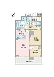 ルフォン白金台ザ・タワーレジデンス 17階2LDKの間取り