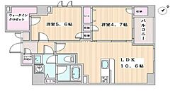 リヴシティ文京春日 9階2LDKの間取り