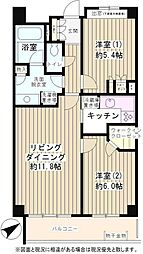 ピュアステージ千歳船橋 3階2LDKの間取り