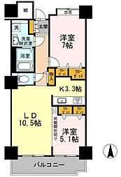 品川シーサイドビュータワーI 18階2LDKの間取り