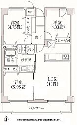 コスモリード学芸大学 3階3LDKの間取り