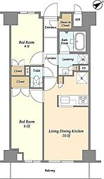 市谷台町坂フロント 10階2LDKの間取り