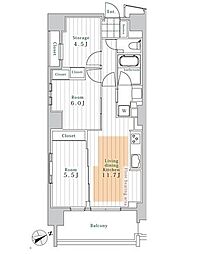 レスピール早稲田 4階2SLDKの間取り