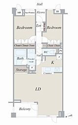 東急ドエルアルス代々木参宮橋 4階2LDKの間取り