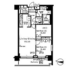 パークアクシス辰巳ステージ 12階2LDKの間取り