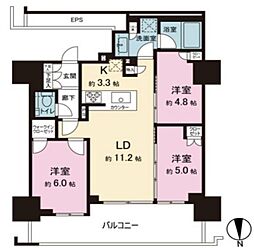 東京モノレール 天王洲アイル駅 徒歩5分の賃貸マンション 17階3LDKの間取り