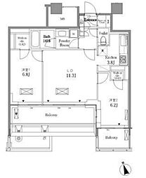 レジディアタワー目黒不動前 29階2LDKの間取り