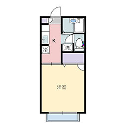 JR仙山線 北山駅 徒歩8分の賃貸アパート 1階1Kの間取り
