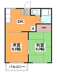ハイツ石森 2階2DKの間取り