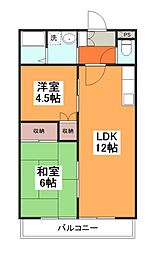 ニューハイツ昭島 2LDKの間取図画像