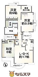 東急ドエル・アルス高の原2東棟 3SLDKの間取図画像