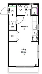 西荻窪マンション 3 ワンルームの間取り