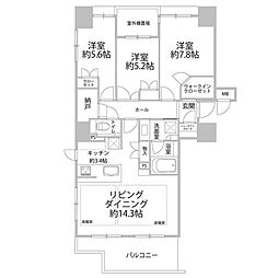 パークホームズ警固本通り 3LDKの間取図画像