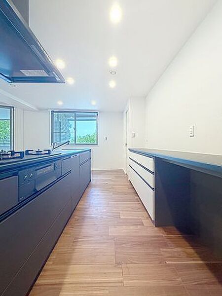 シックなキッチンは驚きの存在感