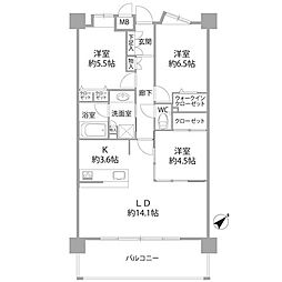 ファーネスト白水大池公園テラス 3LDKの間取図画像