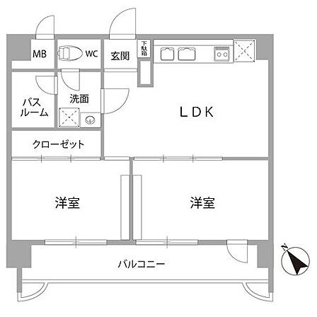 52.98m2の2LDK 。