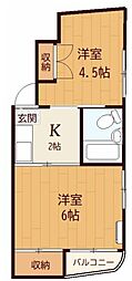 JR両毛線 前橋駅 徒歩5分の賃貸マンション 3階2Kの間取り