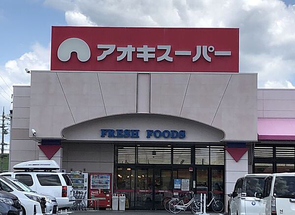 アオキスーパー朝宮店まで　891m　徒歩約12分　営業時間：9時～20時　各種クレジットカード、スマホ決済対応。資源ごみ回収サービスあり。