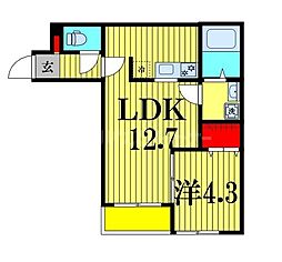 ミリアビタ前原 2階1LDKの間取り