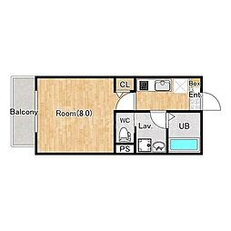 ジーメゾン鎌ケ谷東道野辺アマーレ 2階1Kの間取り