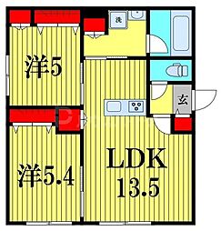 Ｌｉｃｈｔｇｌａｎｚ本郷町 1階2LDKの間取り