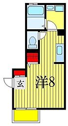 ＥＲＡ船橋 1階ワンルームの間取り