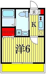 天成2番館 1階1Kの間取り