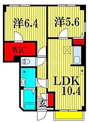 ウィステリアII 1階2LDKの間取り
