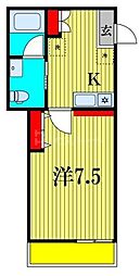 FUUWA船橋本町 1階1Kの間取り