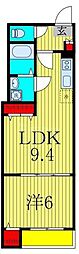 グレアス船橋 3階1LDKの間取り