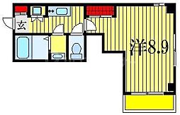 シンシア八番館 3階1Kの間取り