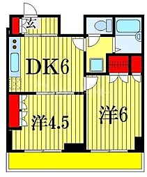 ベイステート安間 10階2DKの間取り