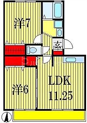 キャロルステージＩＳＨＩＩ 1階2LDKの間取り