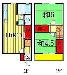 エクセル飯山満Ａ棟 2階2LDKの間取り